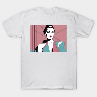 Petal Breeze Art Deco Patrick Nagel 80s T-Shirt